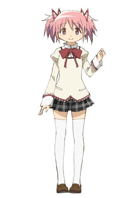 Madoka com roupa de escola